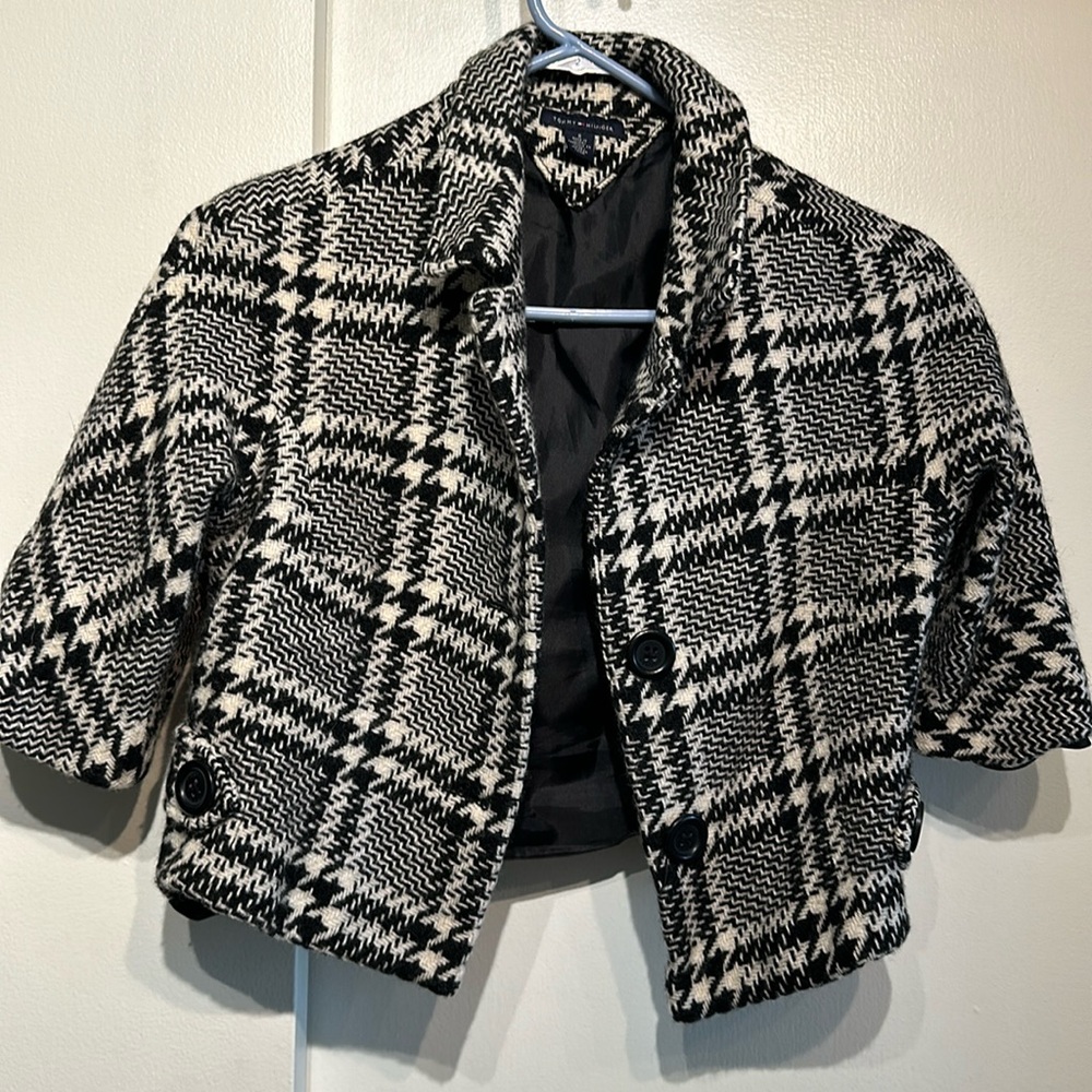 Short/Crop Houndstooth Wool Blazer